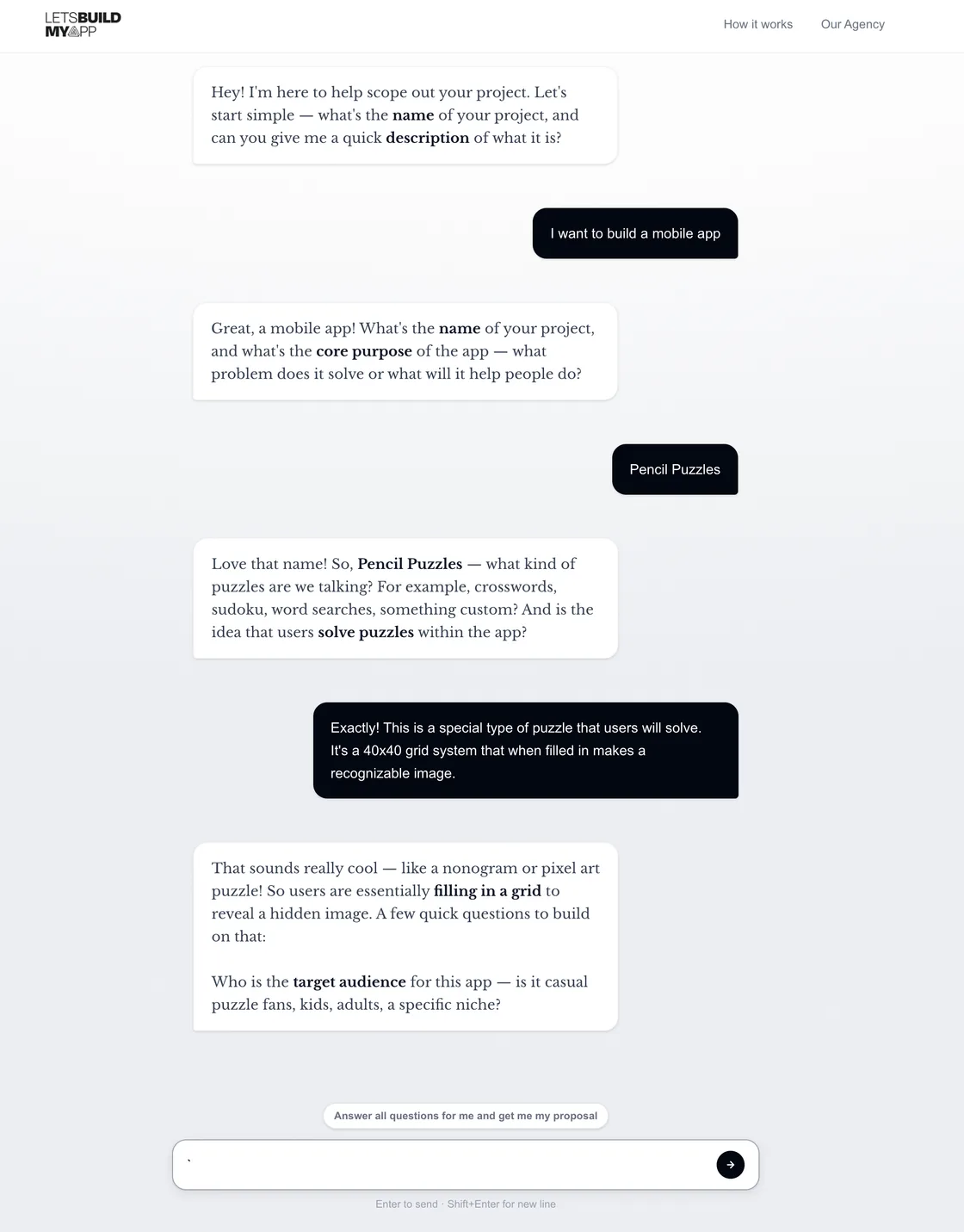 AI scoping tool conversation preview